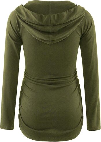 Maternity Hoodie Long Sleeves Shirt Casual Vneck Top Pregnancy Sweatshirt Tunics in Saudi Arabia
