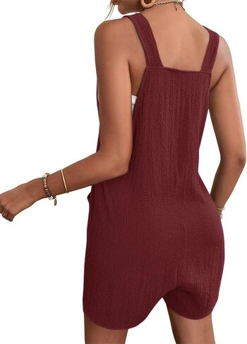 Ferrtye Womens Adjustable Tie Knot Overalls Shorts Sleeveless Loose Casual Rompers Jumpsuits Shortalls with Pockets in Saudi Arabia