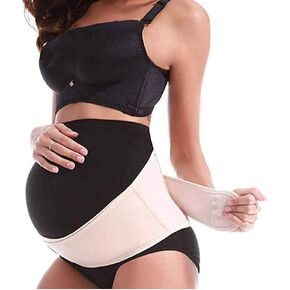 Maternity Belt 2.0 - Belly Band for Pregnancy, Two in One Pregnancy Belt for Your Entire Pregnancy and Postpartum Recovery, Breathable Back and Pelvic Support Prenatal Cradle (Universal Size, Beige)
