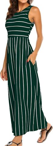 Hount Women's Summer Sleeveless Striped Flowy Casual Long Maxi Dress with Pockets in Saudi Arabia