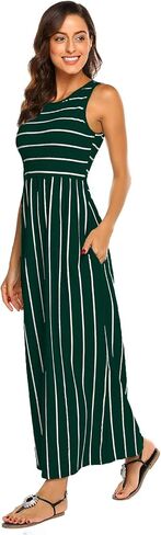 Hount Women's Summer Sleeveless Striped Flowy Casual Long Maxi Dress with Pockets in Saudi Arabia