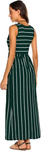 Hount Women's Summer Sleeveless Striped Flowy Casual Long Maxi Dress with Pockets in Saudi Arabia