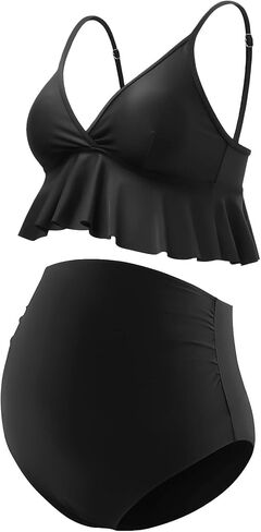 Bhome Maternity Bikini Set Two Pieces Pregnancy Swimsuit Bathing Suits High Waisted Ruffle Summer Swimwear in Saudi Arabia