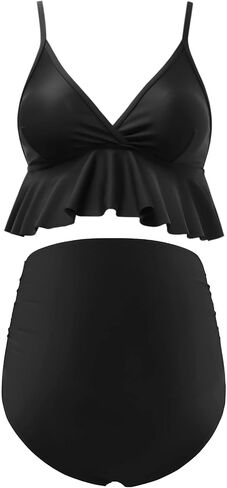 Bhome Maternity Bikini Set Two Pieces Pregnancy Swimsuit Bathing Suits High Waisted Ruffle Summer Swimwear in Saudi Arabia
