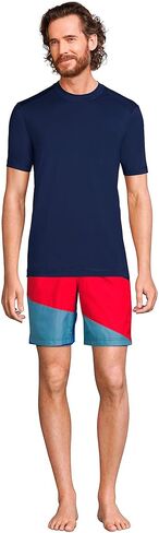 تيشيرت السباحة الرجالي ذو الأكمام القصيرة من Lands' End للحماية من الطفح الجلدي in Kuwait