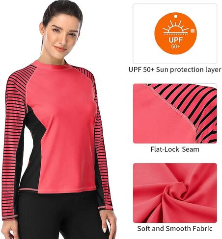 قمصان سباحة نسائية من CharmLeaks بأكمام طويلة Rashguard UPF 50 للحماية من الشمس in Kuwait
