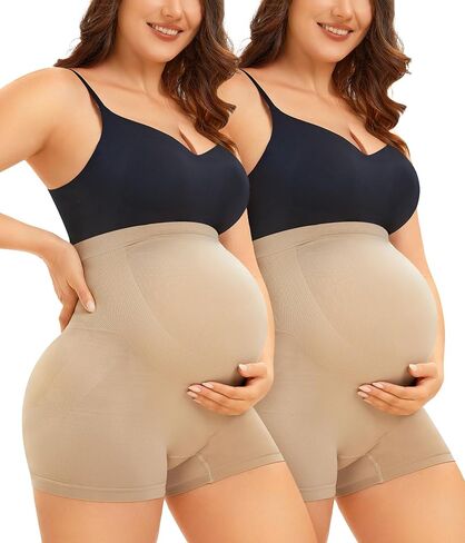 LANCS Maternity Shorts Shapewear Pregnancy Panties High Waist Maternity Underwear Over Bump for Dresses Baby Shower in Kuwait