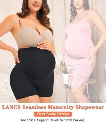 LANCS Maternity Shorts Shapewear Pregnancy Panties High Waist Maternity Underwear Over Bump for Dresses Baby Shower in Kuwait
