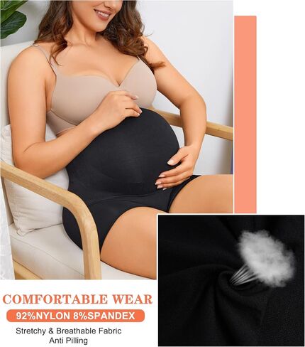 LANCS Maternity Shorts Shapewear Pregnancy Panties High Waist Maternity Underwear Over Bump for Dresses Baby Shower in Kuwait