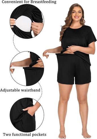 SWOMOG النساء 3 قطع بيجامة الأمومة مجموعة التمريض Pjs الحمل مجموعة الرضاعة الطبيعية Pjs طبقة مزدوجة مع جيوب in Kuwait