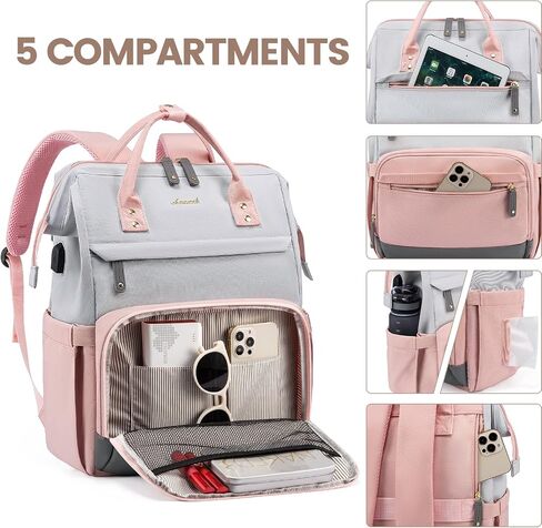 LOVEVOOK Laptop Backpack for Women, 15.6 Inch Work Business Backpacks Purse With Large Capacity, Waterproof Nurse Bag College Bookbag for School, Waterproof Casual Daypack for Travel in Saudi Arabia
