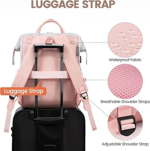 LOVEVOOK Laptop Backpack for Women, 15.6 Inch Work Business Backpacks Purse With Large Capacity, Waterproof Nurse Bag College Bookbag for School, Waterproof Casual Daypack for Travel in Saudi Arabia