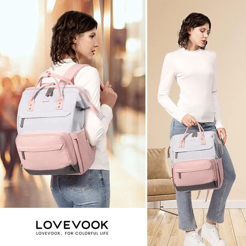 LOVEVOOK Laptop Backpack for Women, 15.6 Inch Work Business Backpacks Purse With Large Capacity, Waterproof Nurse Bag College Bookbag for School, Waterproof Casual Daypack for Travel in Saudi Arabia