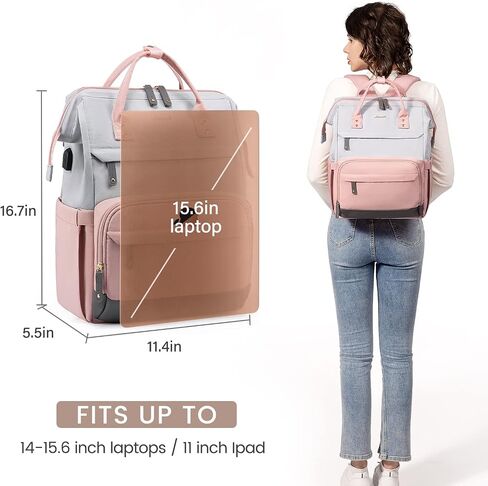 LOVEVOOK Laptop Backpack for Women, 15.6 Inch Work Business Backpacks Purse With Large Capacity, Waterproof Nurse Bag College Bookbag for School, Waterproof Casual Daypack for Travel in Saudi Arabia