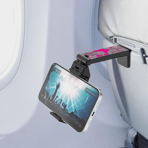 Travel Accessories, Universal Seat Back Tray Table Phone Clip Holder, Adjustable Pocket Size Hands Free Phone Holder Airplane Travel Essentials Compatible with iPhone and Android in Kuwait