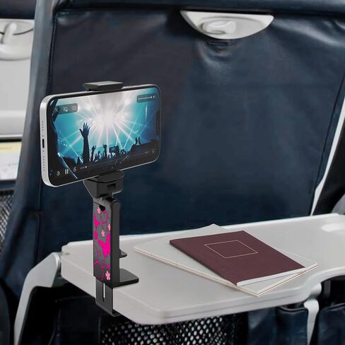 Travel Accessories, Universal Seat Back Tray Table Phone Clip Holder, Adjustable Pocket Size Hands Free Phone Holder Airplane Travel Essentials Compatible with iPhone and Android in Kuwait