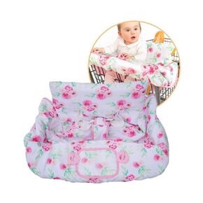 2-in-1 Cushy High Chair Cover and Shopping Cart Cover for Baby, Comfortable Cover for Grocery Cart, Universal Fit Cart Cover for Babies, Includes Storage Pouch - Black