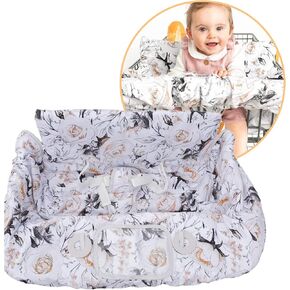 2-in-1 Cushy High Chair Cover and Shopping Cart Cover for Baby, Comfortable Cover for Grocery Cart, Universal Fit Cart Cover for Babies, Includes Storage Pouch - Black