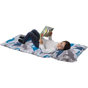 Grey, Red, Yellow and Blue Construction Toddler Nap Mat with Pillow and Blanket with Pillow and Blanket