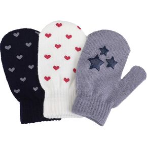 SATINIOR 3 Pairs Toddler Magic Stretch Mittens Little Girls Knit Mitten Baby Boys Soft Winter Knitted Gloves in Kuwait