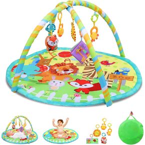 كيرومي - صالة ألعاب الأطفال، صالة الألعاب الرياضية للأنشطة، تطوير المهارات الحسية والحركية على المسرح، اكتشاف اللغة، صالة الألعاب الرياضية للأطفال وسجادات اللعب لحديثي الولادة مع 5 ألعاب مميزة مع حقيبة تخزين. in Kuwait