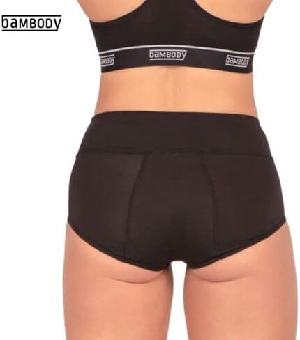 لباس داخلي ماص من بامبودي: ملابس داخلية للنساء - الدورة الشهرية، وبعد الولادة، وناعمة أثناء الحمل، وقابلة للتنفس - 4 سدادات قطنية in Kuwait