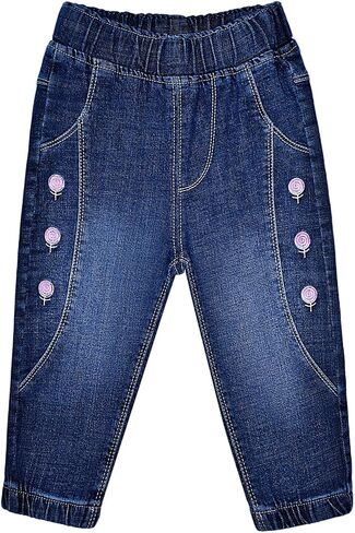 Peacolate 2-10 Years Little&Big Girls Embroidery Super Stretchy Jeans Denim Leggings in Kuwait