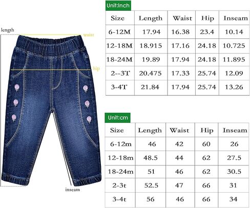 Peacolate 2-10 Years Little&Big Girls Embroidery Super Stretchy Jeans Denim Leggings in Kuwait