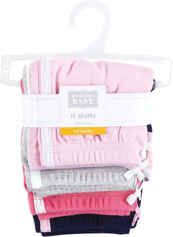 Hudson Baby Unisex Baby and Toddler Shorts Bottoms 4-Pack, Pink Navy, 5 Toddler in Kuwait