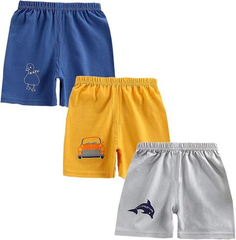 Toddler Baby Boy Shorts 3-Pack Cotton Elastic Waist Breathable Dinosaur Clothes Sizes 9M-5T Kids Comfortable Playwear in Saudi Arabia