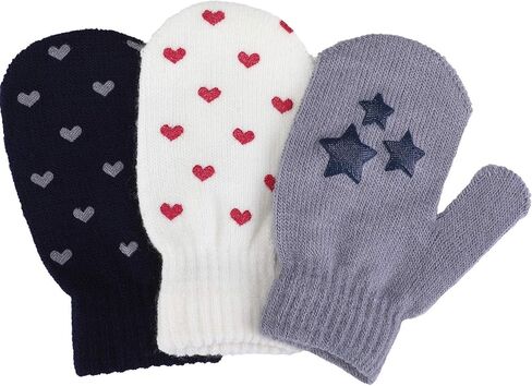 SATINIOR 3 Pairs Toddler Magic Stretch Mittens Little Girls Knit Mitten Baby Boys Soft Winter Knitted Gloves in Saudi Arabia