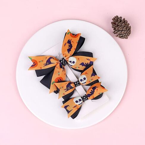 Baby Rose Halloween Headband Infant Pumpkin Hairband Bow Hair Clips (4pc clips) in Saudi Arabia