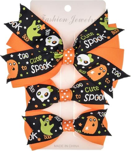 Baby Rose Halloween Headband Infant Pumpkin Hairband Bow Hair Clips (4pc clips) in Saudi Arabia