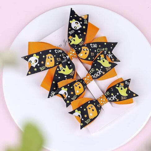 Baby Rose Halloween Headband Infant Pumpkin Hairband Bow Hair Clips (4pc clips) in Saudi Arabia