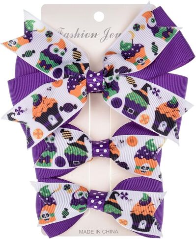 Baby Rose Halloween Headband Infant Pumpkin Hairband Bow Hair Clips (4pc clips) in Saudi Arabia