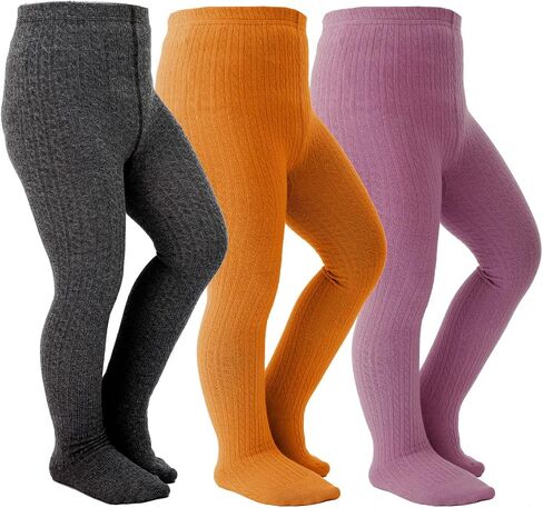 Marchare Baby Girls Tights Cable Knit Solid Leggings Winter Warm Stockings For Toddler Girls 2/3 Pack 2-10 Years in Saudi Arabia