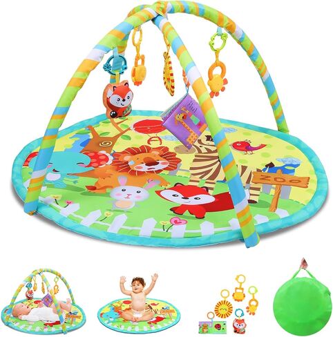 كيرومي - صالة ألعاب الأطفال، صالة الألعاب الرياضية للأنشطة، تطوير المهارات الحسية والحركية على المسرح، اكتشاف اللغة، صالة الألعاب الرياضية للأطفال وسجادات اللعب لحديثي الولادة مع 5 ألعاب مميزة مع حقيبة تخزين. in Kuwait