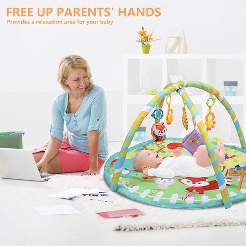 كيرومي - صالة ألعاب الأطفال، صالة الألعاب الرياضية للأنشطة، تطوير المهارات الحسية والحركية على المسرح، اكتشاف اللغة، صالة الألعاب الرياضية للأطفال وسجادات اللعب لحديثي الولادة مع 5 ألعاب مميزة مع حقيبة تخزين. in Kuwait