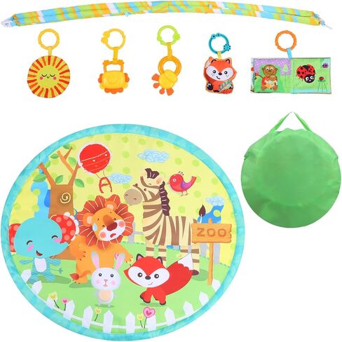 كيرومي - صالة ألعاب الأطفال، صالة الألعاب الرياضية للأنشطة، تطوير المهارات الحسية والحركية على المسرح، اكتشاف اللغة، صالة الألعاب الرياضية للأطفال وسجادات اللعب لحديثي الولادة مع 5 ألعاب مميزة مع حقيبة تخزين. in Kuwait