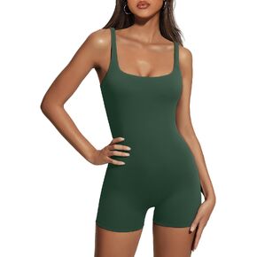 AUTOMET Womens Jumpsuits Unitard Bodysuits One Piece Shorts Rompers Yoga Sleeveless Backless Seamless Bodycon Outfits 2023