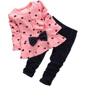 Cabucale 2PCS Little Girls Long Sleeve Pant Set Top and Leggings Baby Clothing Kids Toddler Children Tops Outfits