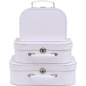 Jewelkeeper Decorative Suitcase Box - Set of 2 Paperboard Suitcases for Storage - Vintage Style with Straps - Perfect for Decor, Theme Parties, and Photoshoots - Pink Dog Ears, 3" x 10" x 7" in Saudi Arabia