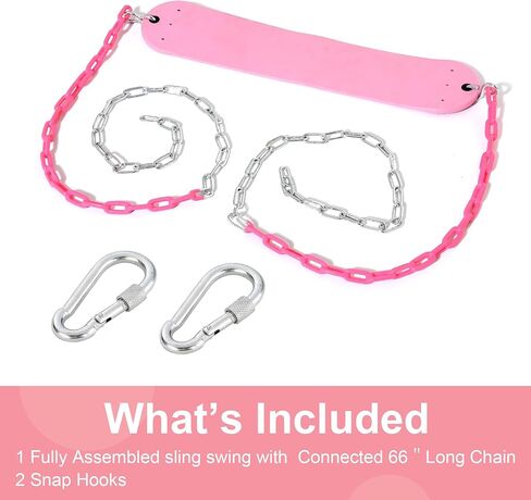 Pink Swing Seat - Heavy Duty Chain Plastic Coated - Playground Swing Set Accessories Replacement Gift Box Set Birthday Gift in Kuwait