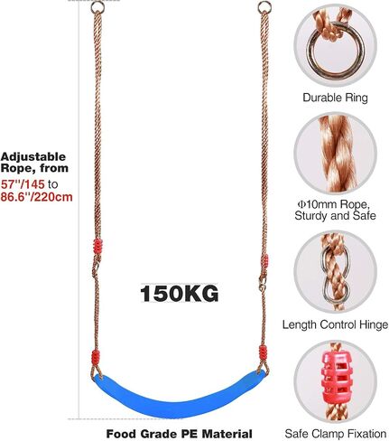 RedSwing Kids Belt Swing Seat and Plastic Climbing Rope Swing for Outside Playground, Safe Playground Swing Set Replacement for Children's Indoor and Outdoor Play, 330 Pounds Capacity - Green in Saudi Arabia