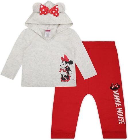 Disney Minnie Mouse Girls’ Hoodie and Jogger Set for Infant and Toddler Kids – Pink/Red/Grey in Saudi Arabia