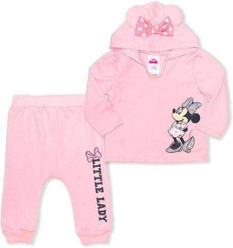 Disney Minnie Mouse Girls’ Hoodie and Jogger Set for Infant and Toddler Kids – Pink/Red/Grey in Saudi Arabia