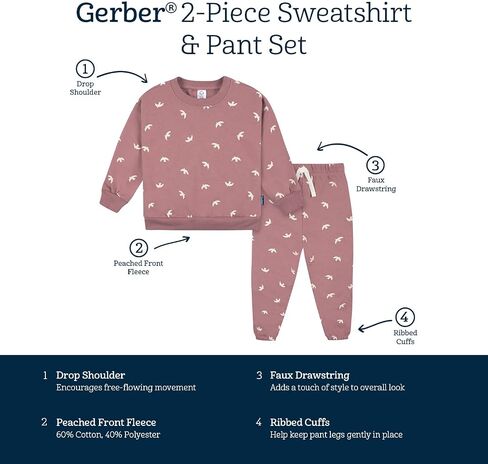 Gerber Baby Girls' Toddler 2-piece Fleece Sweatshirt and Jogger Set in Saudi Arabia