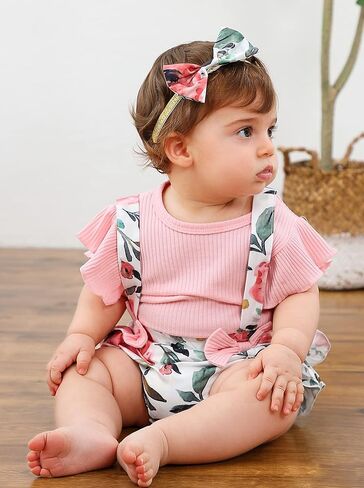 Cacacece الوليد طفلة ملابس رومبير للرضيع الأزهار الحمالة تنورة كشكش كم نيسيي الزي بذلة عقال in Kuwait