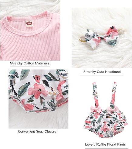 Cacacece الوليد طفلة ملابس رومبير للرضيع الأزهار الحمالة تنورة كشكش كم نيسيي الزي بذلة عقال in Kuwait