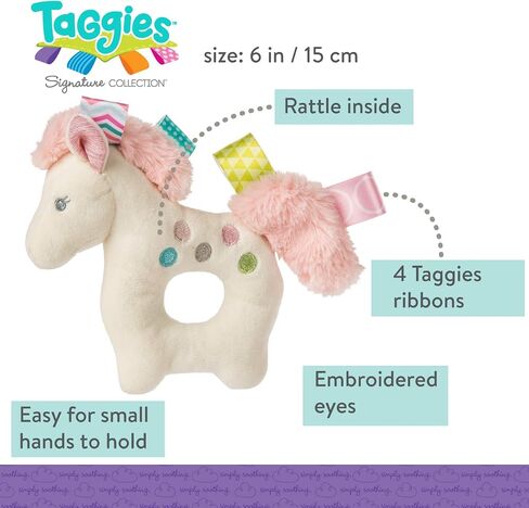 Taggies Embroidered Soft Ring Rattle, Painted Pony, 6-Inches in Kuwait
